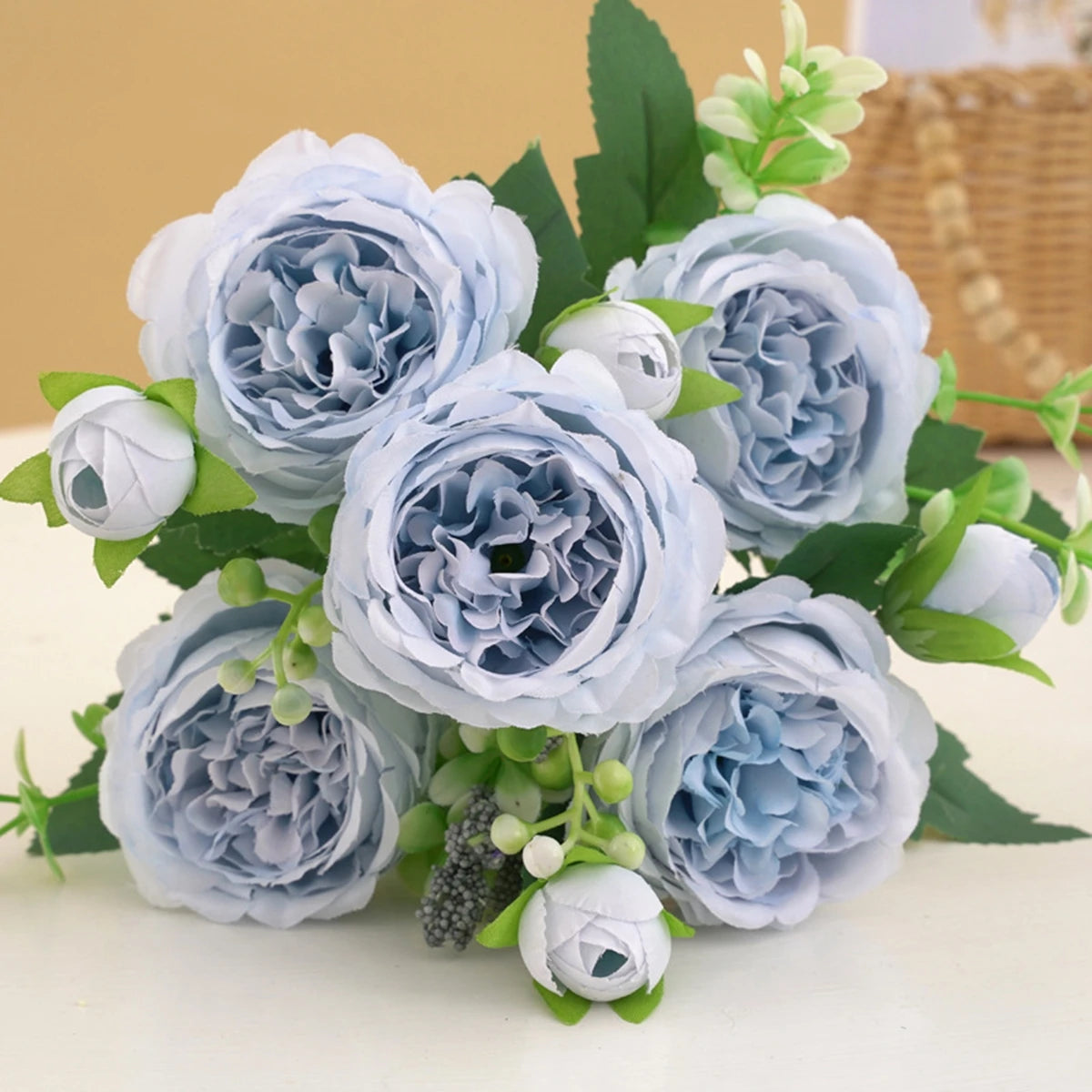 1Bundle 5 Flower Persian Peony Wedding Bouquet Artificial Flower Peony Valentine Decoration Diy Vase Home Living Room Decoration