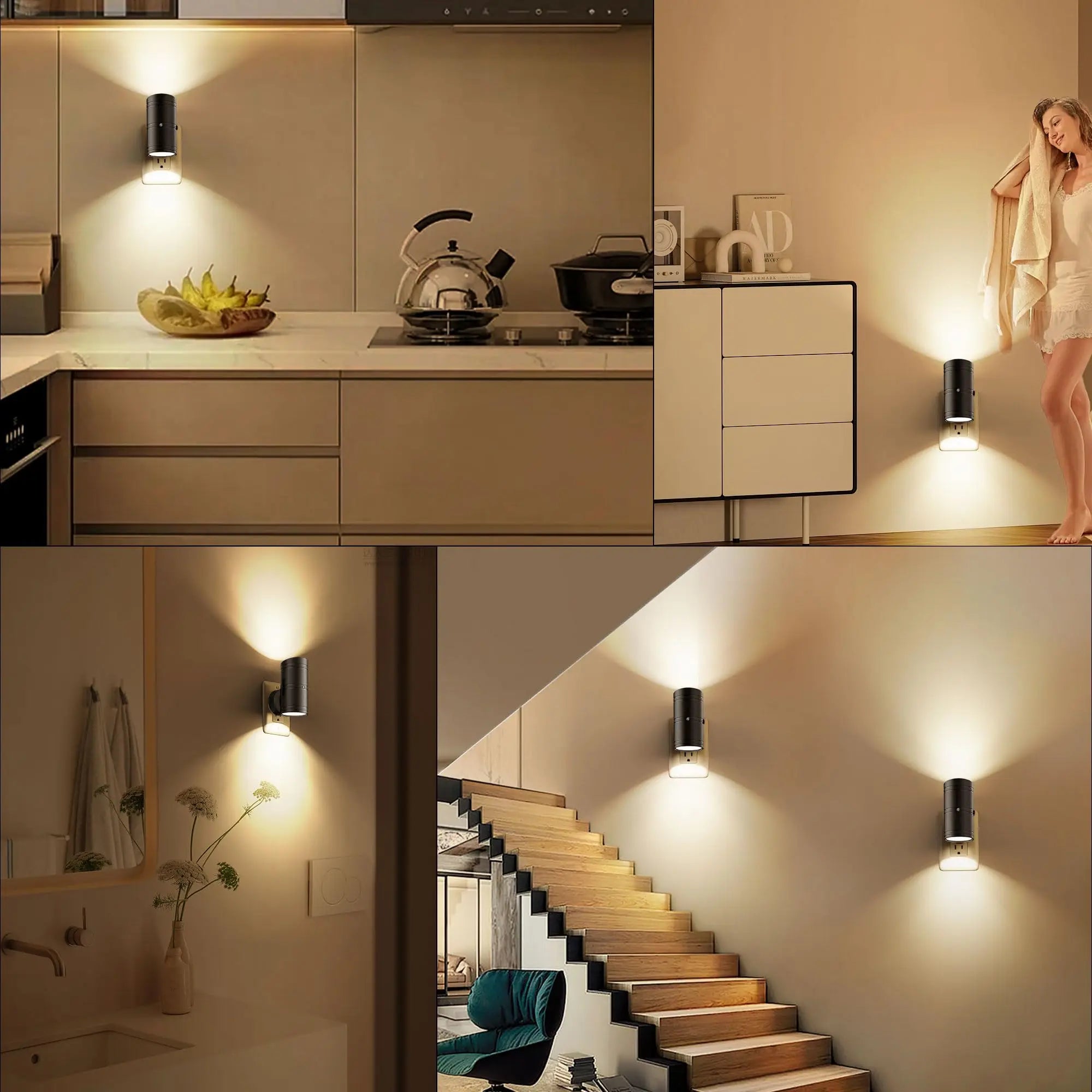LED Night Light Plug In Smart Motion Sensor Light Dimmable Wall Lamp for Home Aisle WC Hallway Stair Kitchen Bedroom Night Lamp