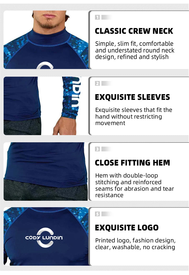 Cody lundin Men's Long Sleeve Shirt UPF 50+ UV Protection Sunscreen Sweatshirt for Hiking Running Workout Swim Surf Rash Gaurd