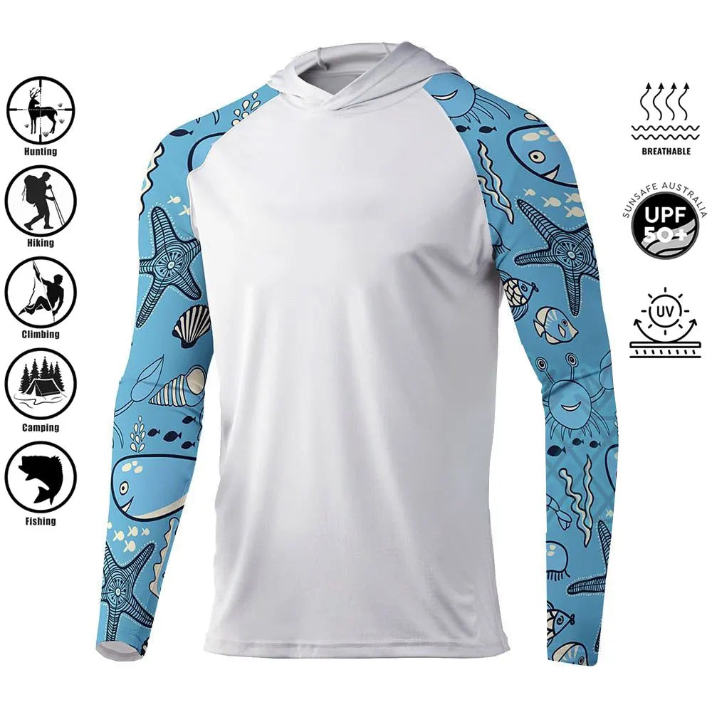 Fishing Shirt Hoodie,UPF 50+ Uv Protection Quick Dry Tops Breathable Outdoor Moisture Wicking Jersey Fishing Apparel shirt