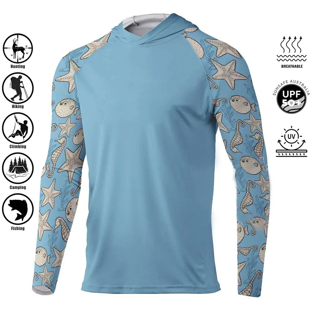 Fishing Shirt Hoodie,UPF 50+ Uv Protection Quick Dry Tops Breathable Outdoor Moisture Wicking Jersey Fishing Apparel shirt