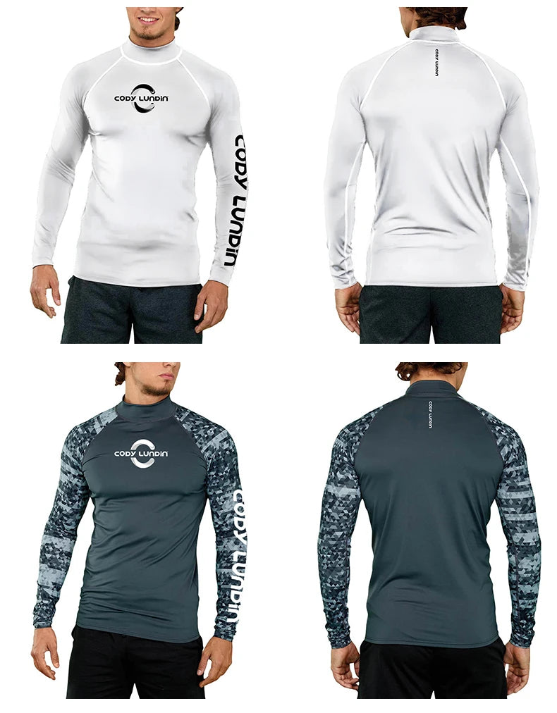 Cody lundin Men's Long Sleeve Shirt UPF 50+ UV Protection Sunscreen Sweatshirt for Hiking Running Workout Swim Surf Rash Gaurd