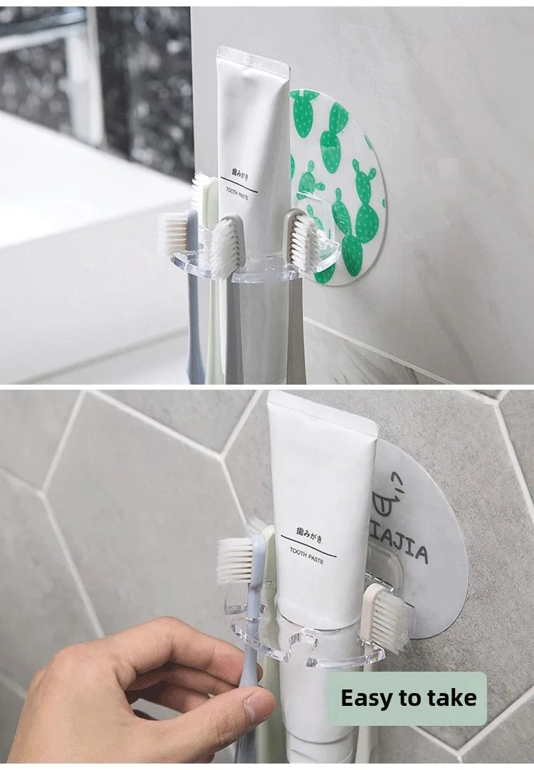 Toothbrush Holder Bathroom Creative Wall Mounted Multipurpose Storage Rack Household Punch Free Toothpaste Razor Holder