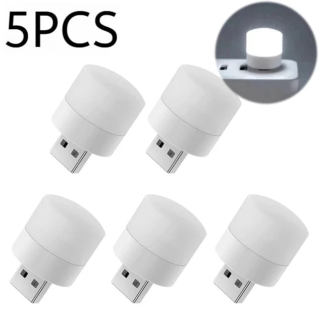 1/10Pcs Mini USB Night Light Eye Protection Book Reading Light USB Plug Computer Mobile Power Charging LED Night Lamp Warm White
