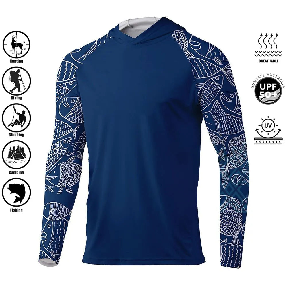 Fishing Shirt Hoodie,UPF 50+ Uv Protection Quick Dry Tops Breathable Outdoor Moisture Wicking Jersey Fishing Apparel shirt