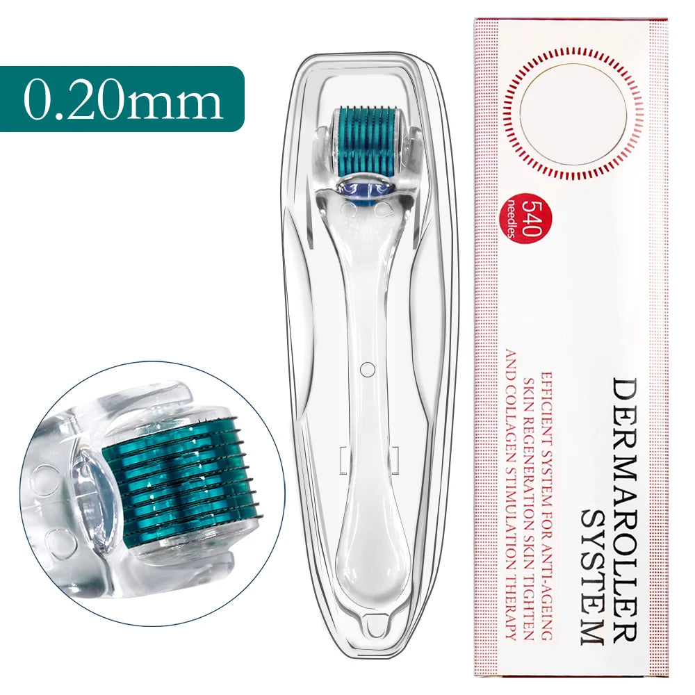 1Pcs Derma Roller 0.2/0.25/0.3mm for Hair Beard Grow Titanium 540 Microneedles Cosmetic Beauty Facial Device for Women and Man