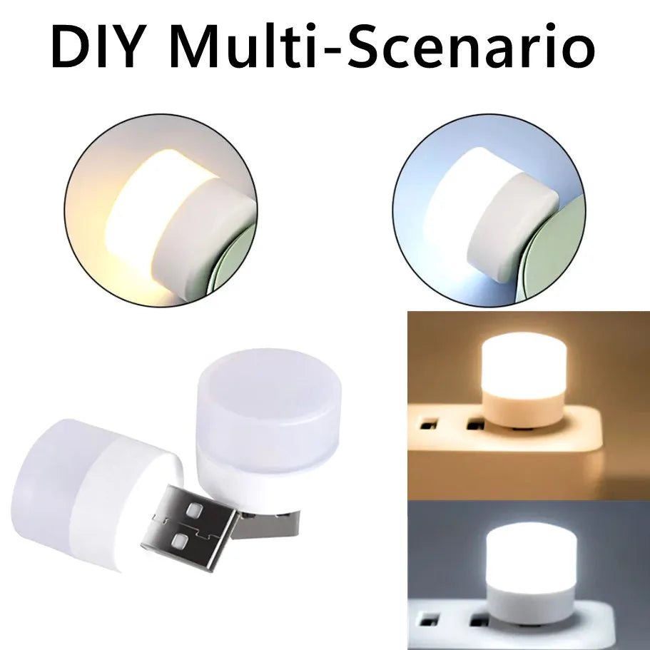 1/10Pcs Mini USB Night Light Eye Protection Book Reading Light USB Plug Computer Mobile Power Charging LED Night Lamp Warm White