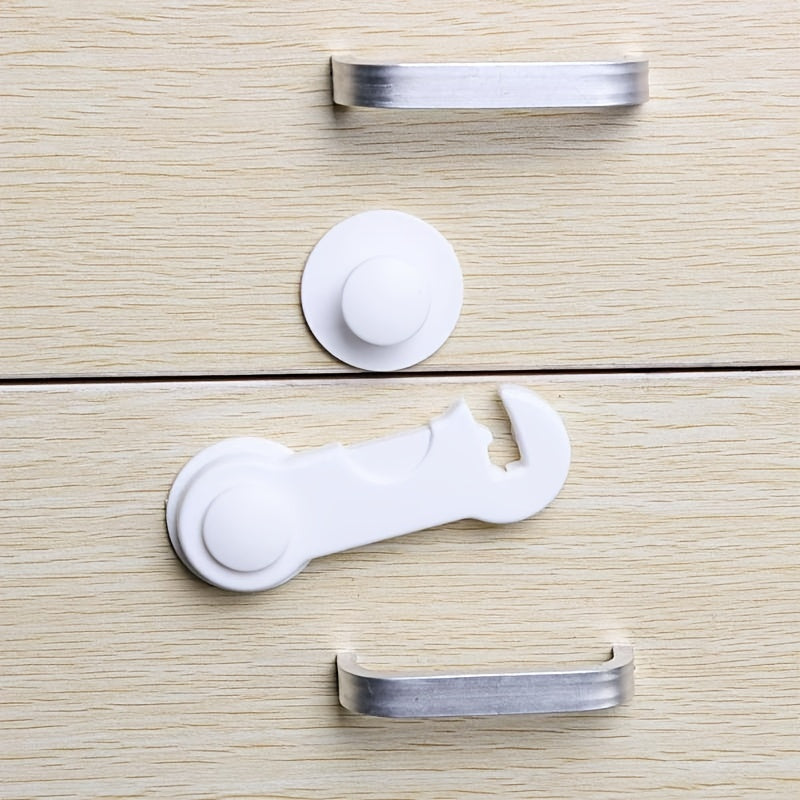 [10pcs Safety Locks for Cabinets] 10pcs Youngsters Safety Locks - Durable ABS Plastic, Phthalate-Free, White - Easy Install for Cabinets, Drawers & Fridges - Hand Pinch Protection, 3.54"x1.18