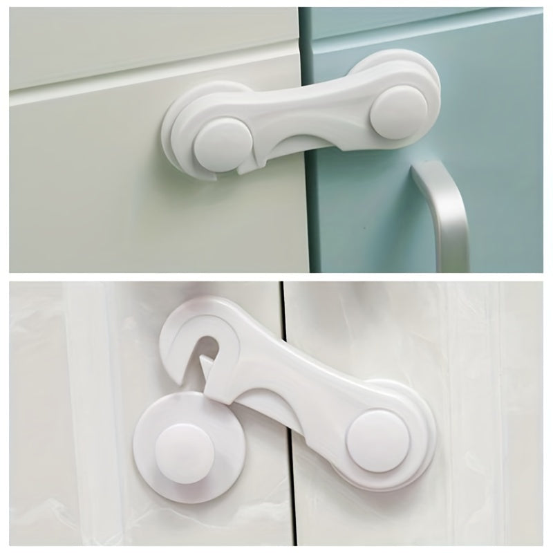 [10pcs Safety Locks for Cabinets] 10pcs Youngsters Safety Locks - Durable ABS Plastic, Phthalate-Free, White - Easy Install for Cabinets, Drawers & Fridges - Hand Pinch Protection, 3.54"x1.18